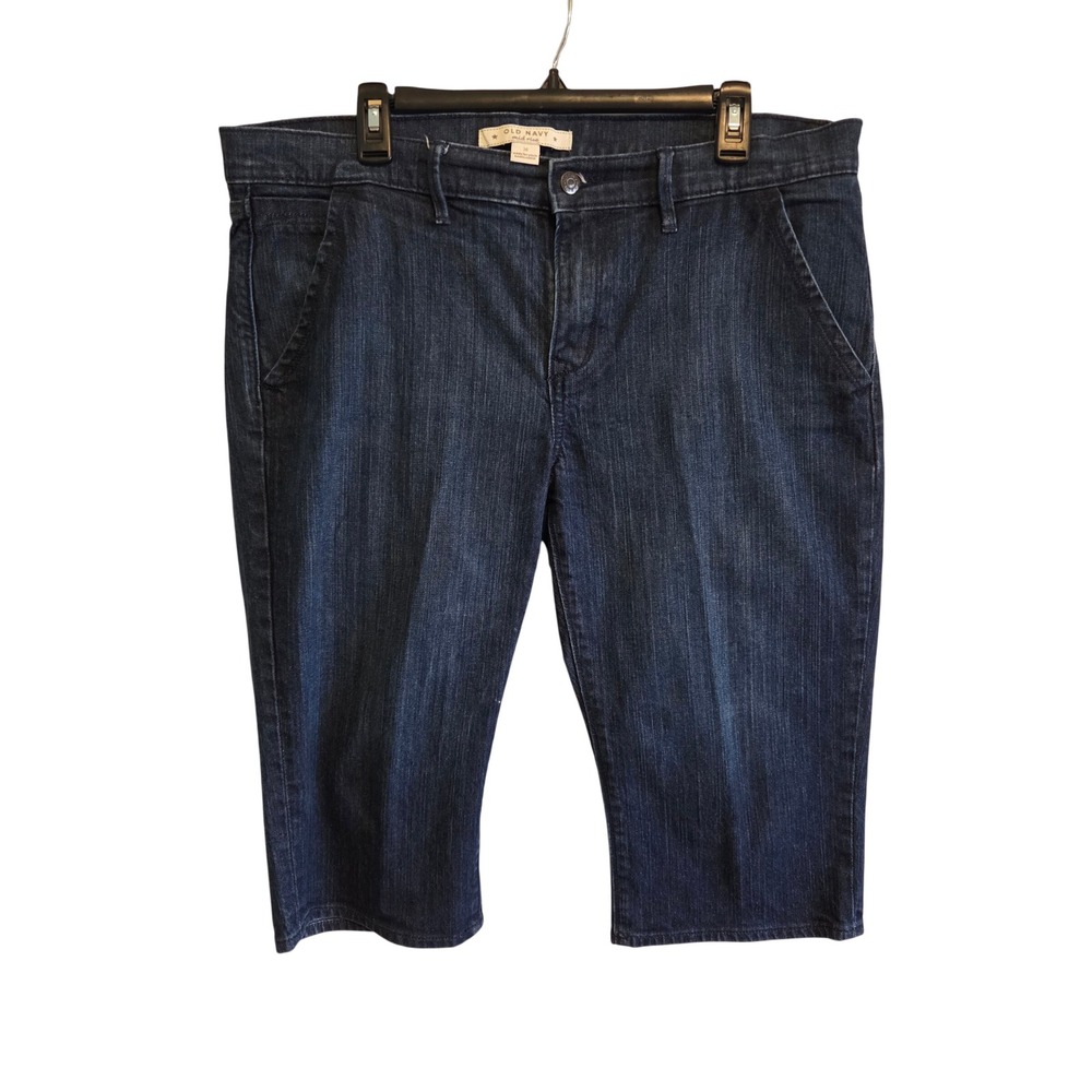 Old Navy Womens Dark Wash Mid Rise Denim Size 16 Indigo Knee Length